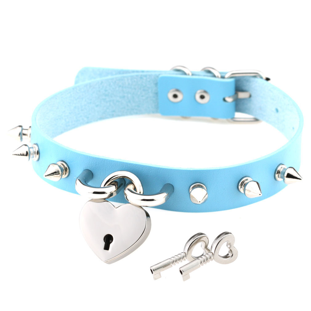 (image for) Studded Heart Lock Pendant Collar