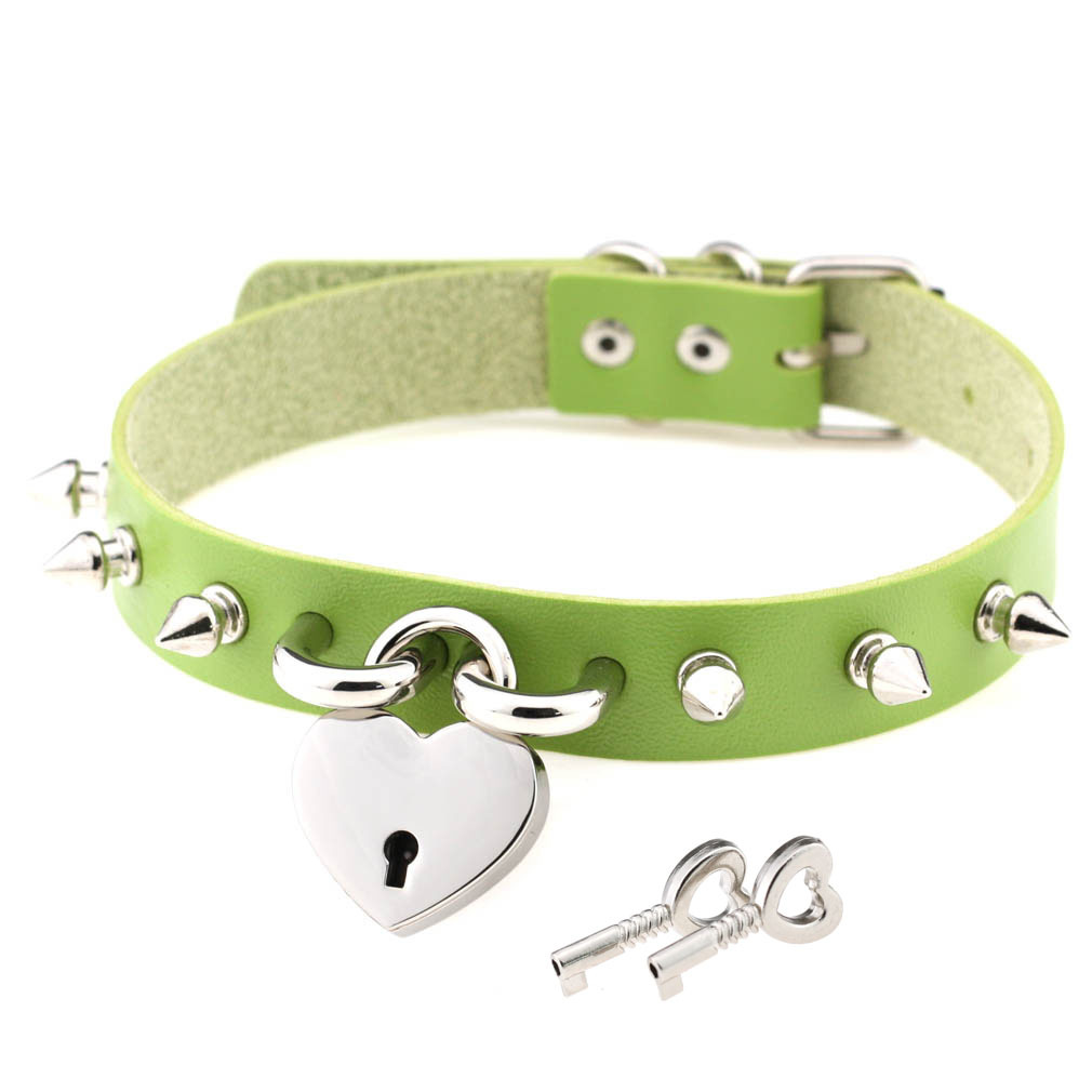 (image for) Studded Heart Lock Pendant Collar