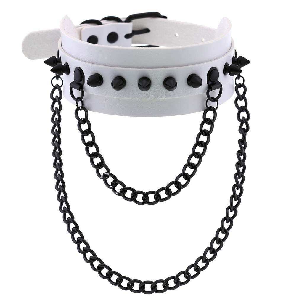 (image for) Rivet Collar With Double Black Chain