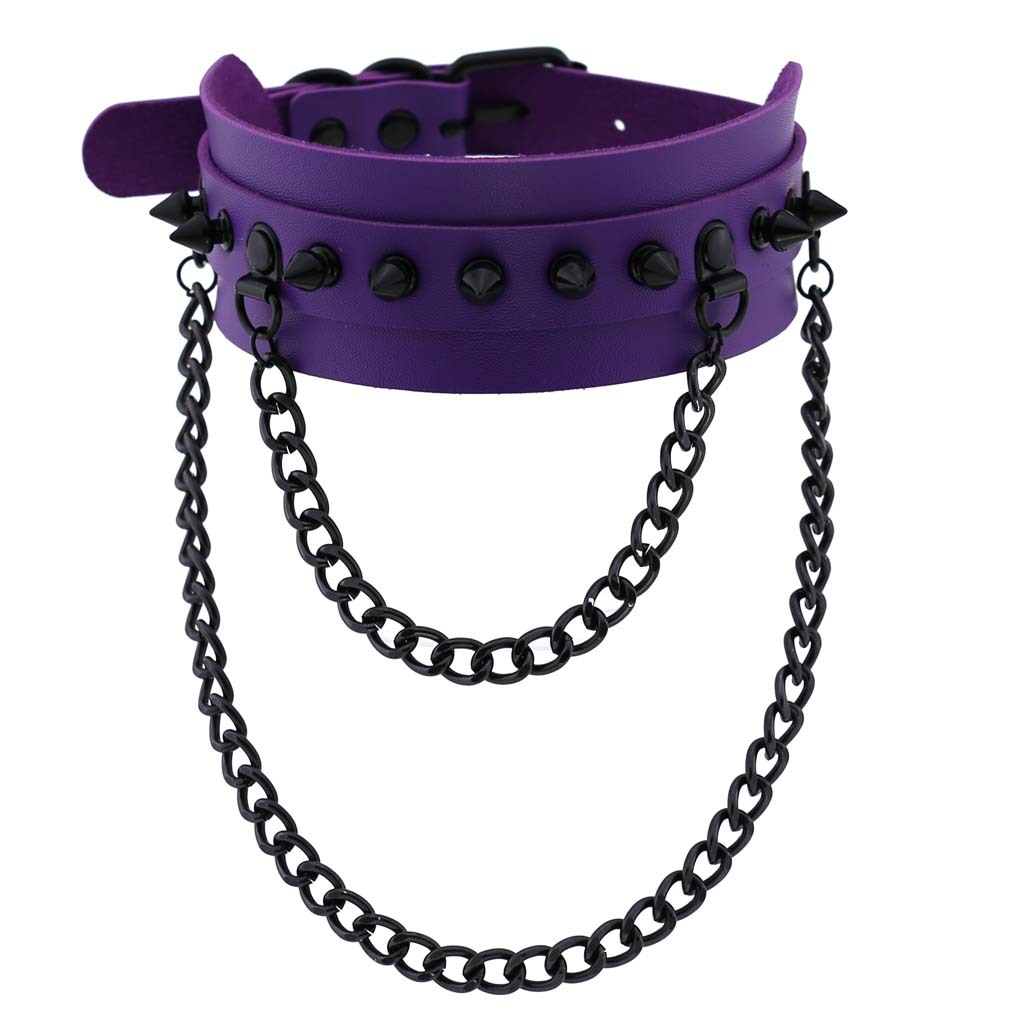 (image for) Rivet Collar With Double Black Chain