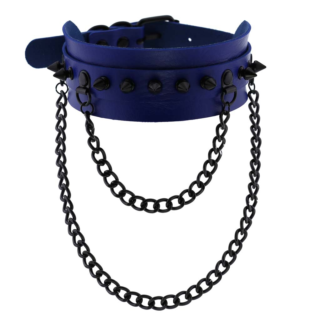(image for) Rivet Collar With Double Black Chain