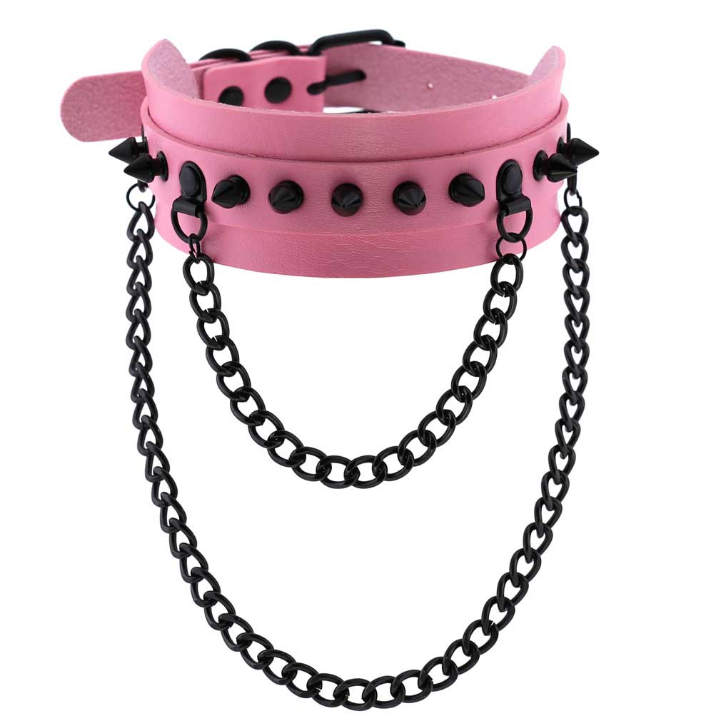 (image for) Rivet Collar With Double Black Chain