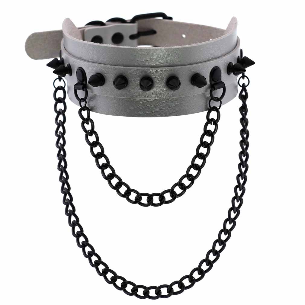 (image for) Rivet Collar With Double Black Chain
