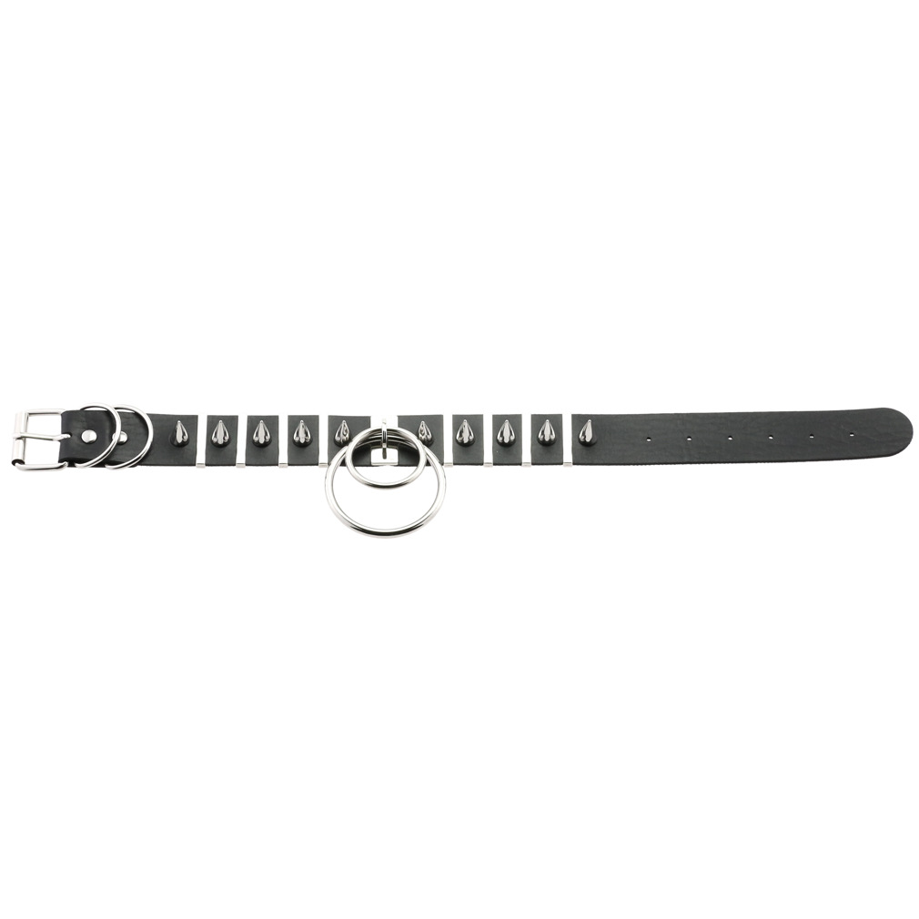 (image for) Spiked Rivet Double Ring Pendant Collar