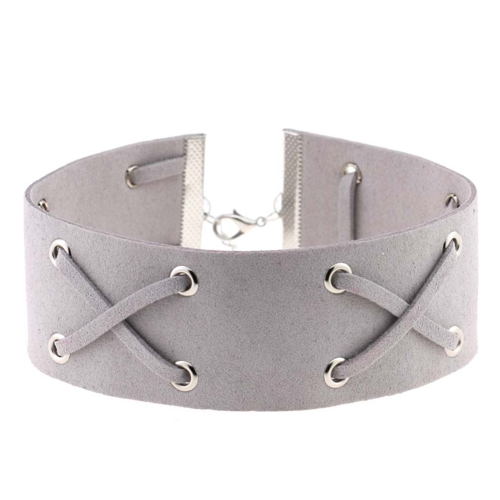 (image for) Crossover Wide Velvet Lace-Up Necklace