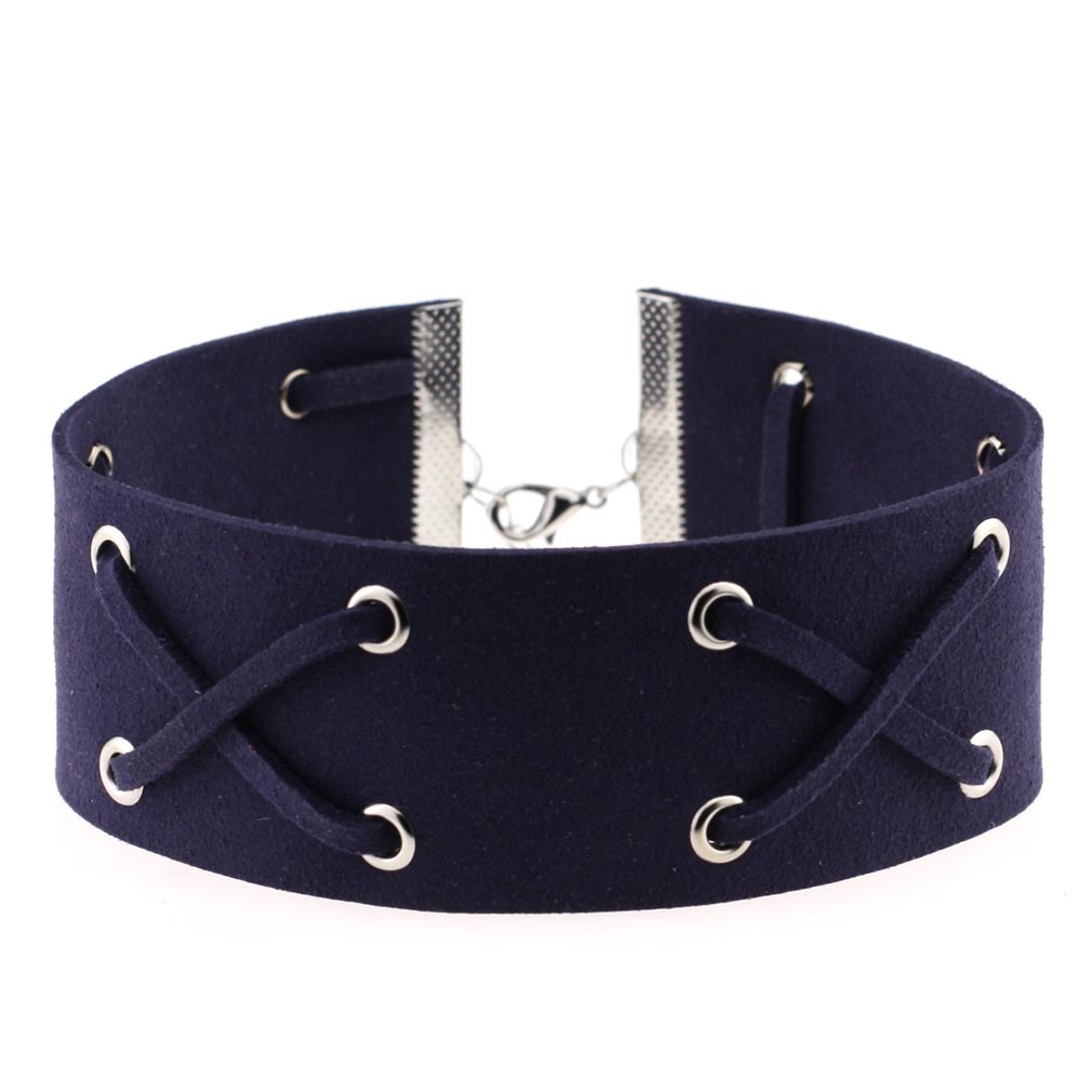 (image for) Crossover Wide Velvet Lace-Up Necklace