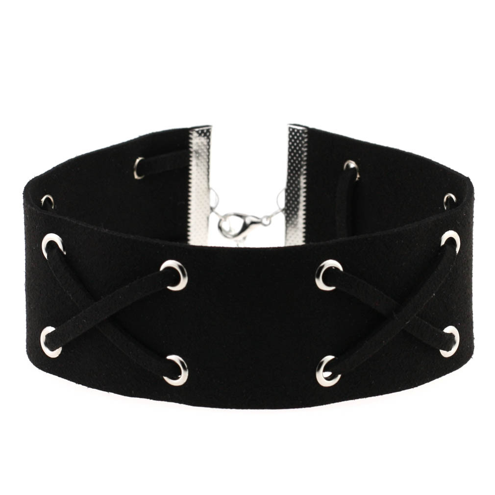 (image for) Crossover Wide Velvet Lace-Up Necklace
