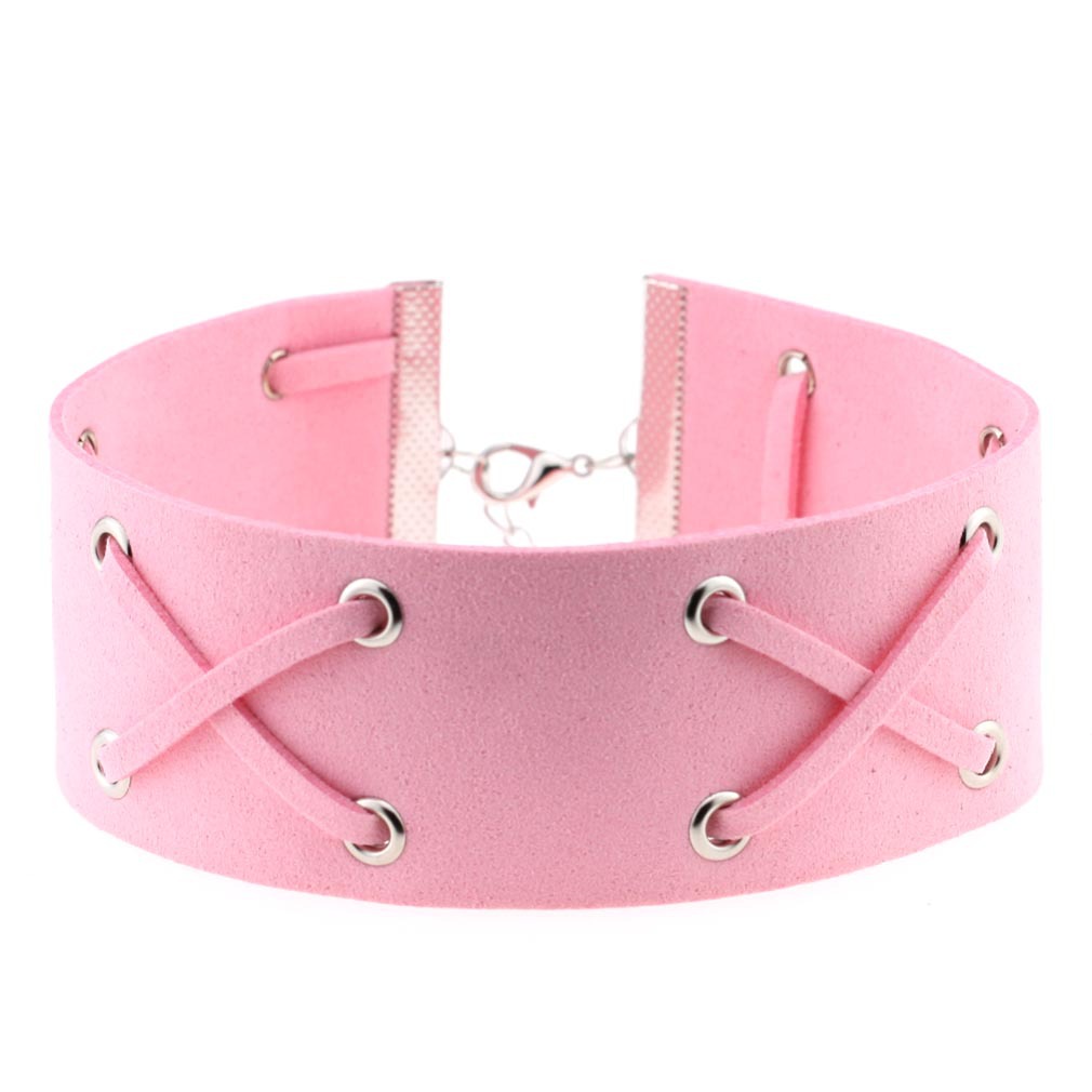 (image for) Crossover Wide Velvet Lace-Up Necklace