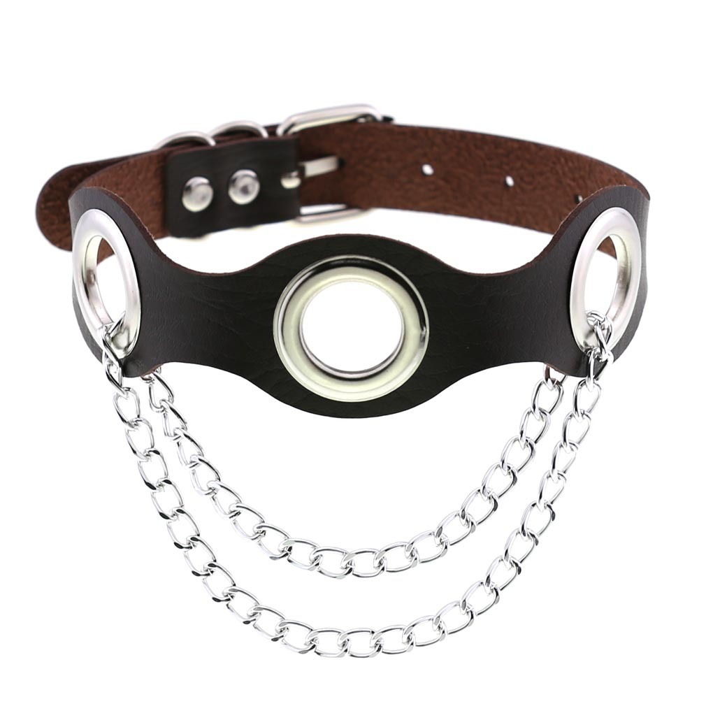 (image for) Leather Hole Breathable Chain Collar