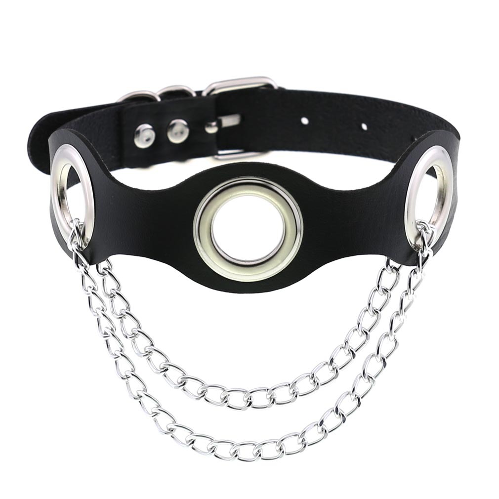 (image for) Leather Hole Breathable Chain Collar