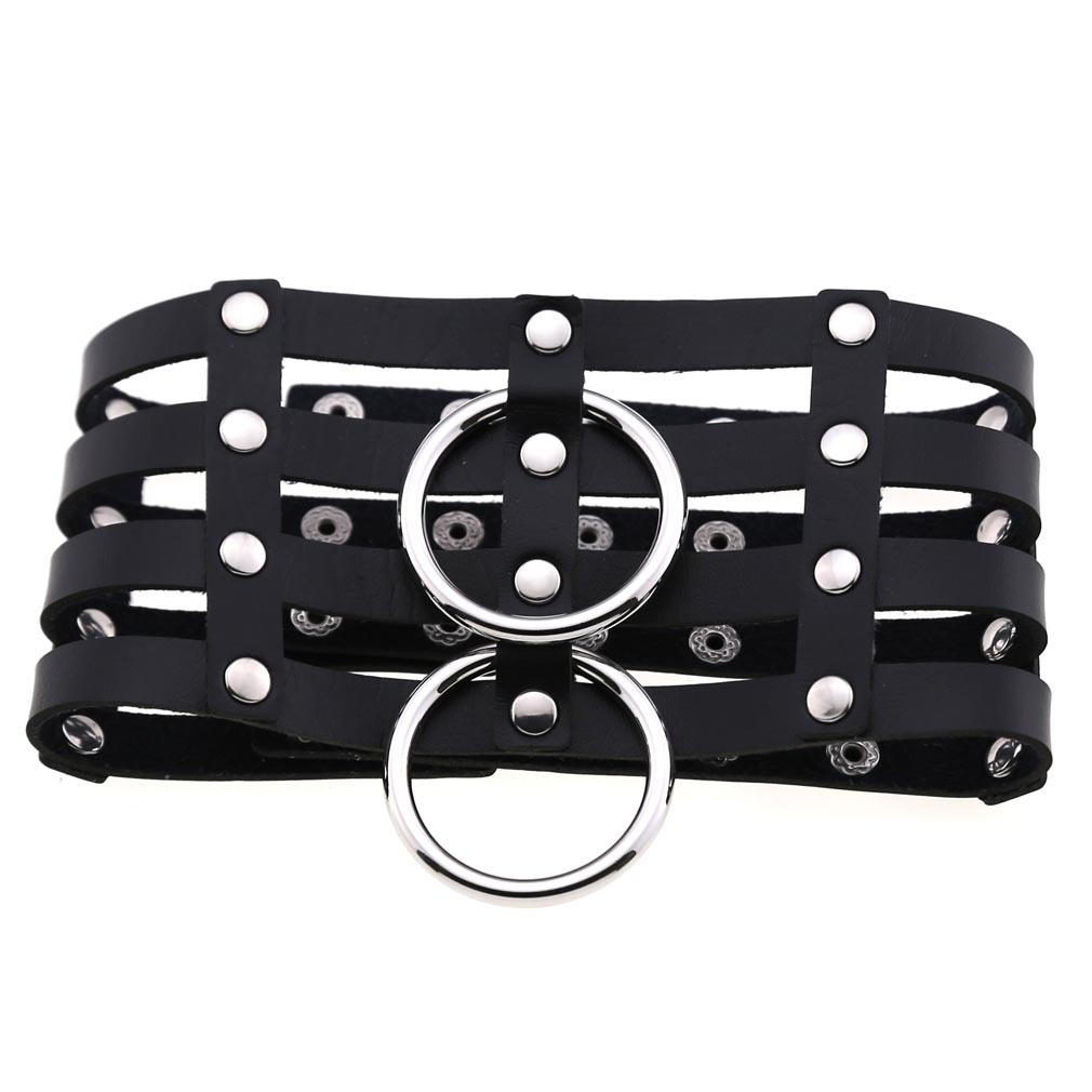 (image for) Four Rows Leather Bondage Collar