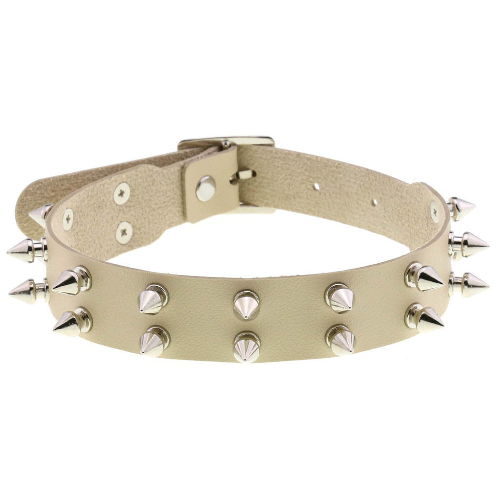 (image for) Double Row Spiked Rivet Leather Collar