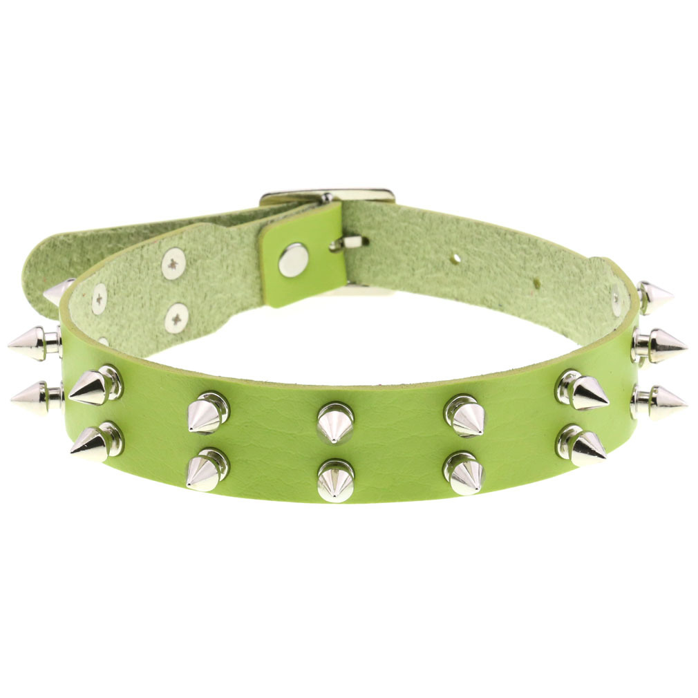 (image for) Double Row Spiked Rivet Leather Collar