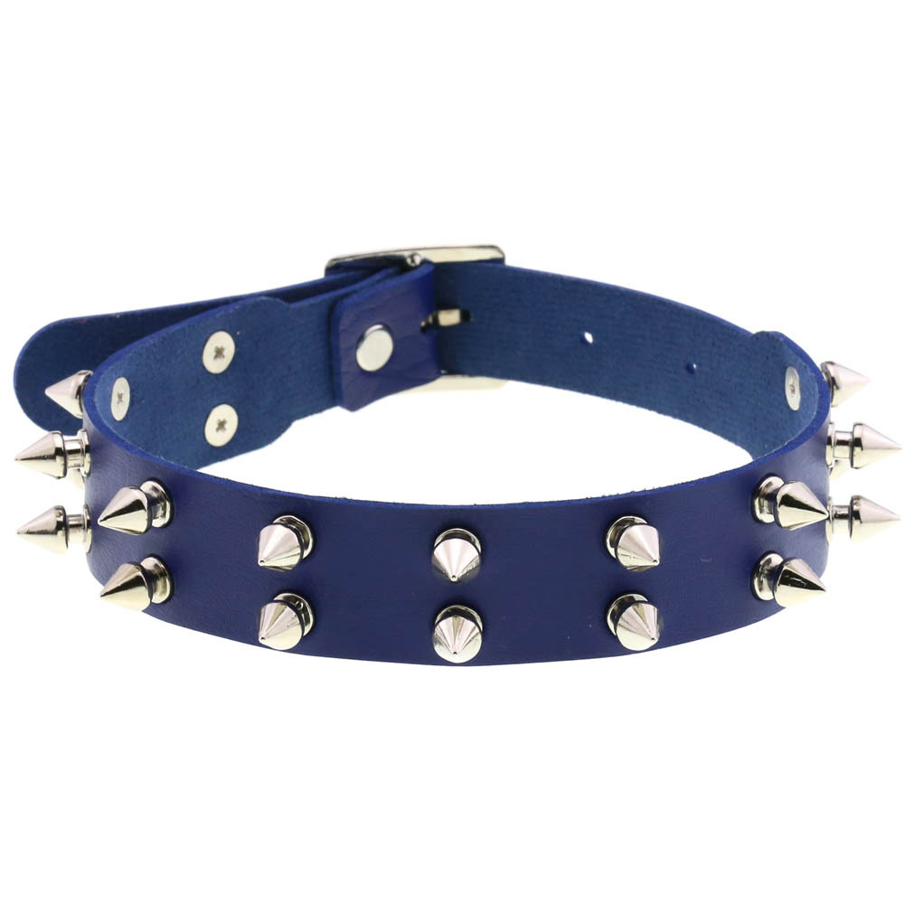 (image for) Double Row Spiked Rivet Leather Collar