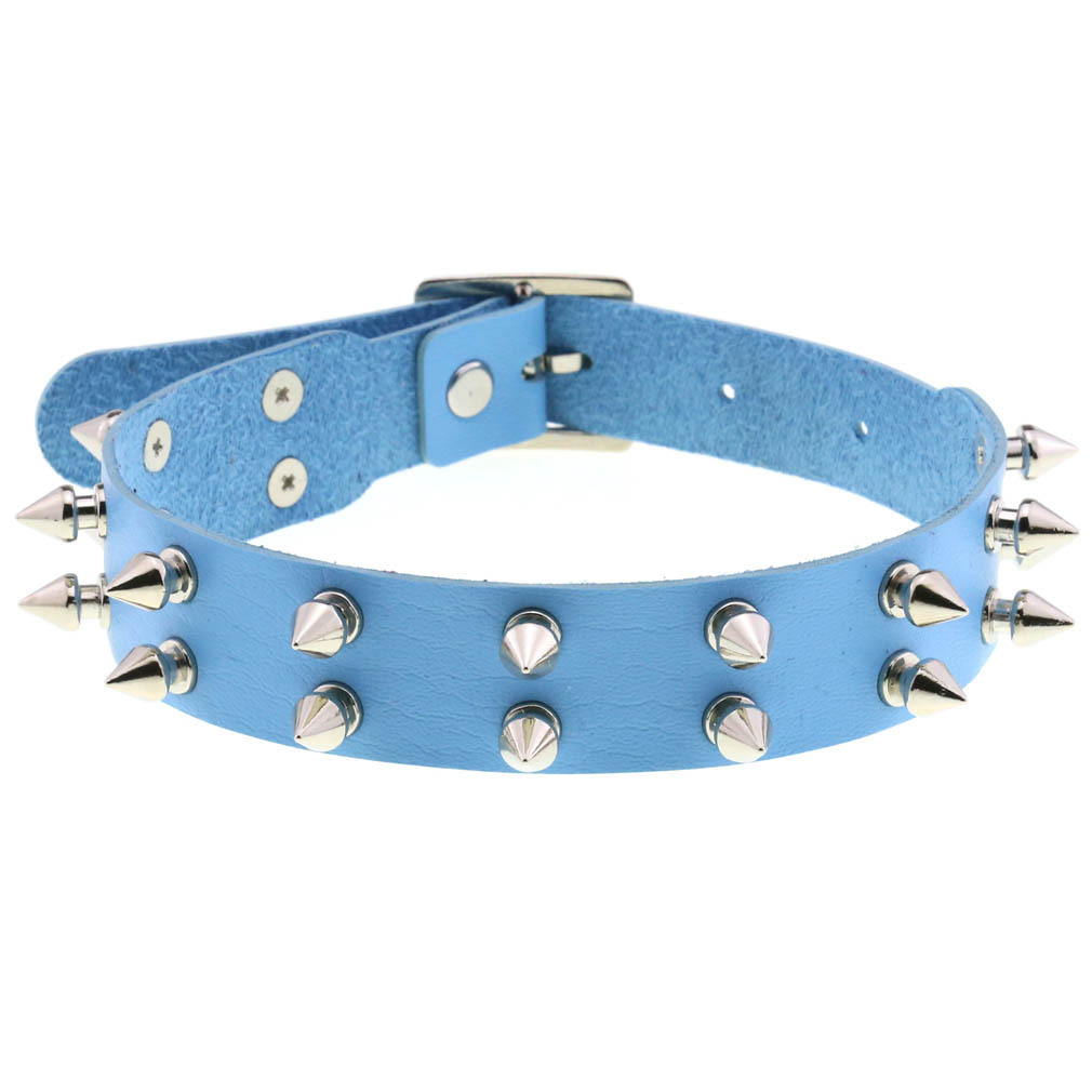 (image for) Double Row Spiked Rivet Leather Collar