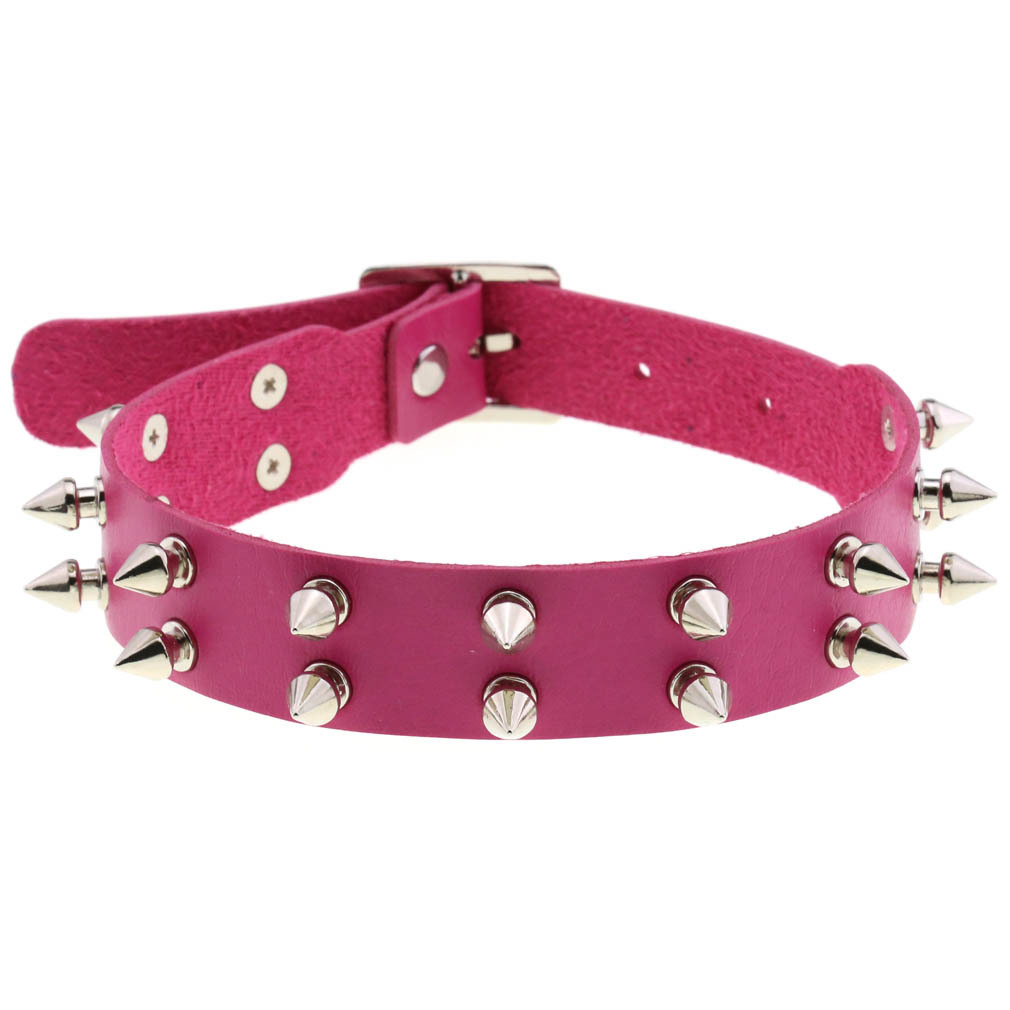 (image for) Double Row Spiked Rivet Leather Collar
