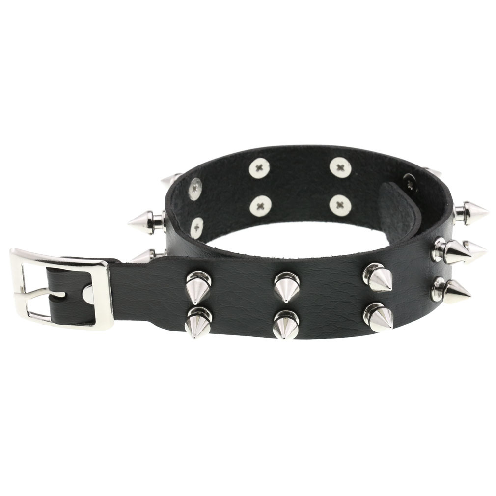 (image for) Double Row Spiked Rivet Leather Collar