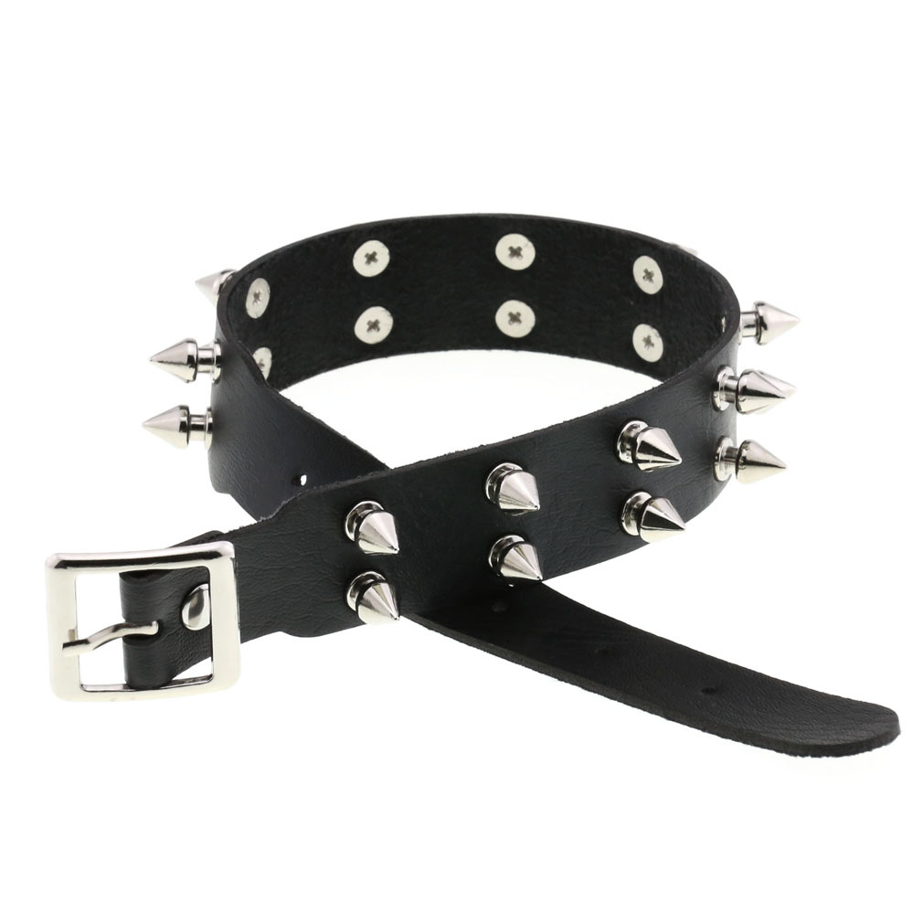 (image for) Double Row Spiked Rivet Leather Collar