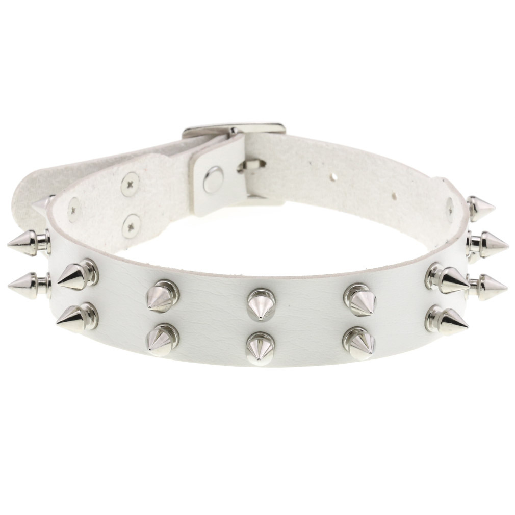 (image for) Double Row Spiked Rivet Leather Collar