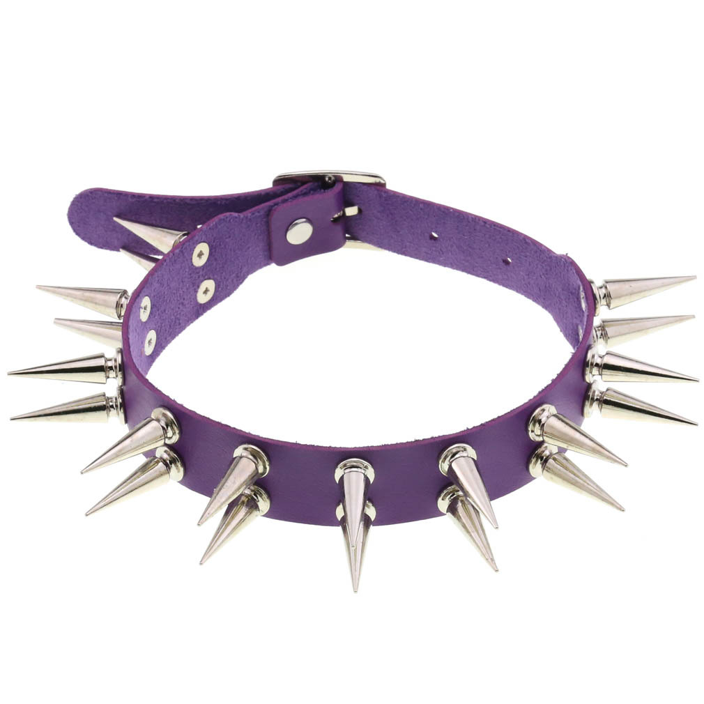 (image for) Double Row Long Spiked Rivet Collar