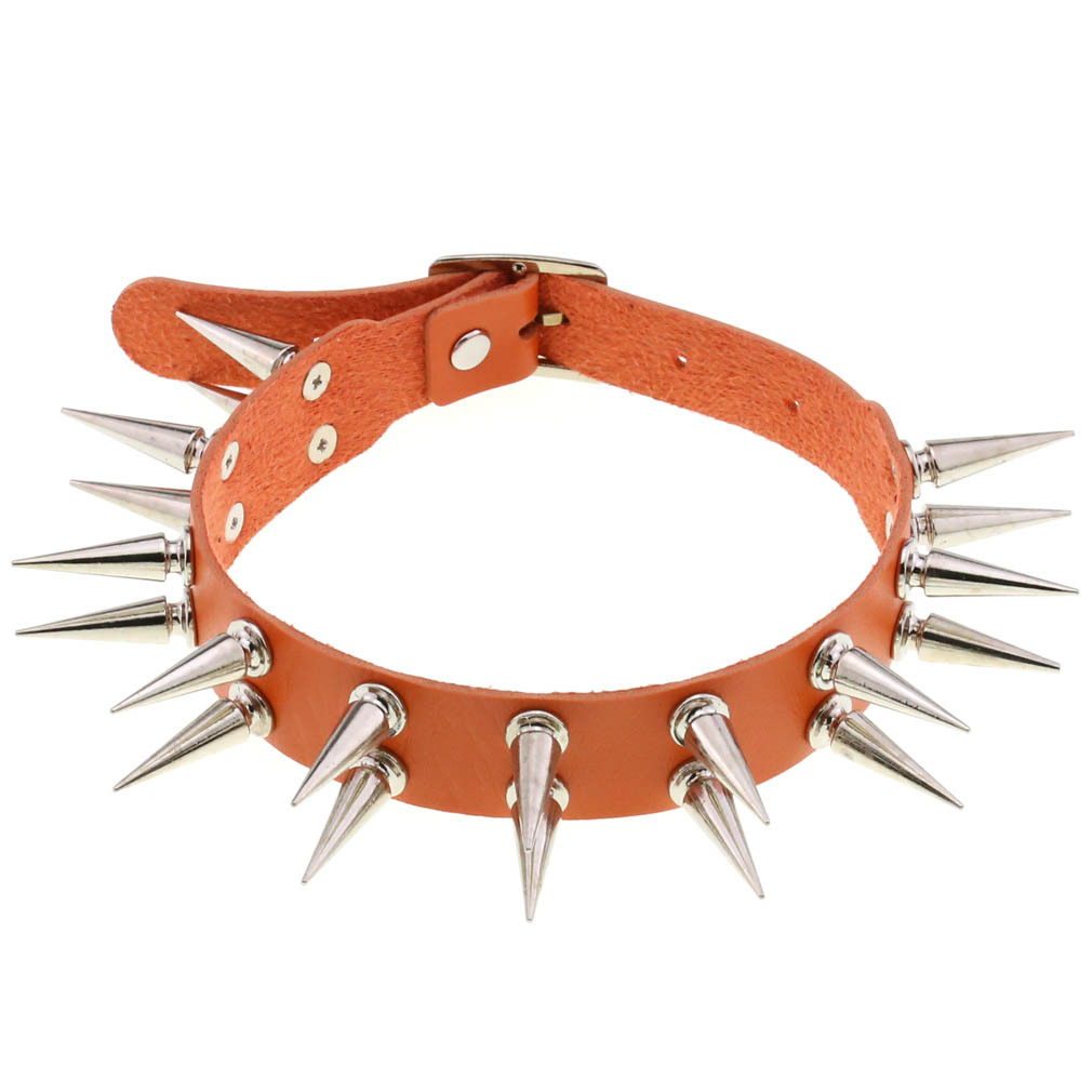 (image for) Double Row Long Spiked Rivet Collar