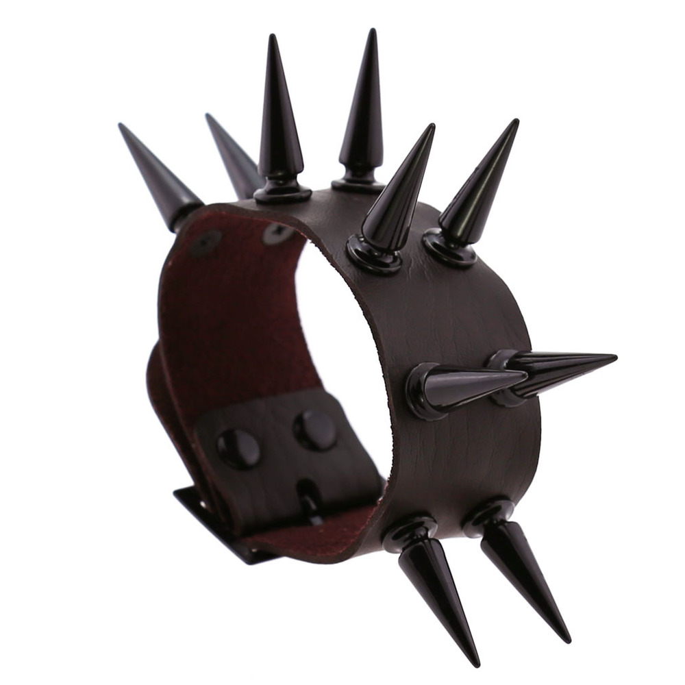 (image for) Two Row Studded PU Leather Bracelet