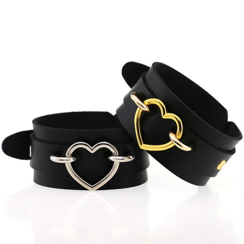 Punk PU leather Love Ring - Golden