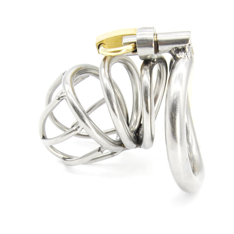 (image for) Bent Ring Stainless Steel Chastity Cage