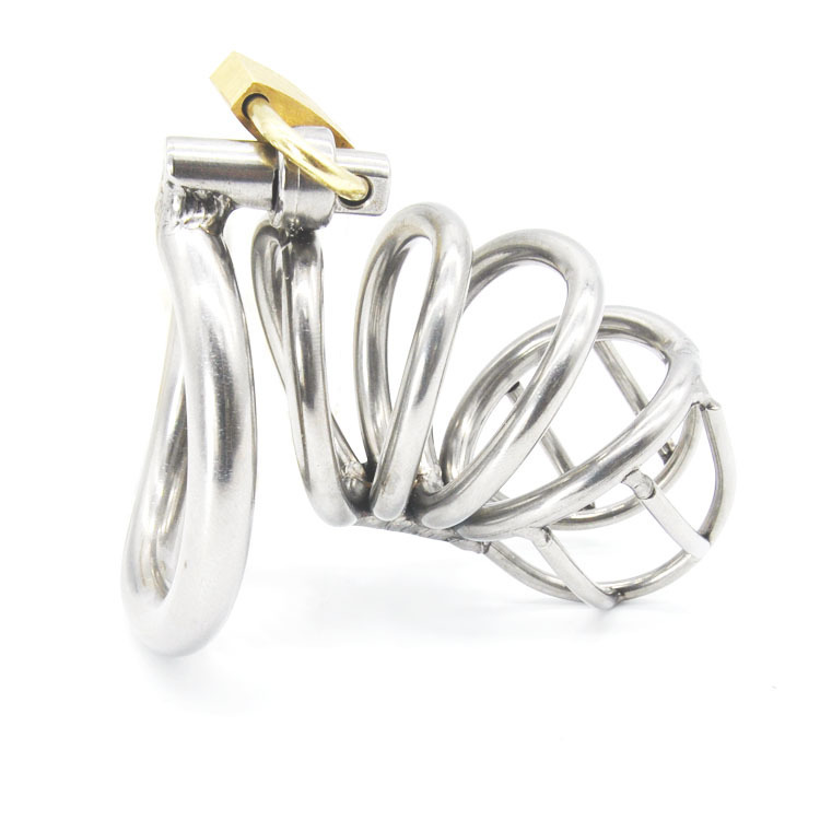 (image for) Bent Ring Stainless Steel Chastity Cage