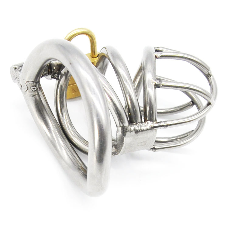 (image for) Bent Ring Stainless Steel Chastity Cage