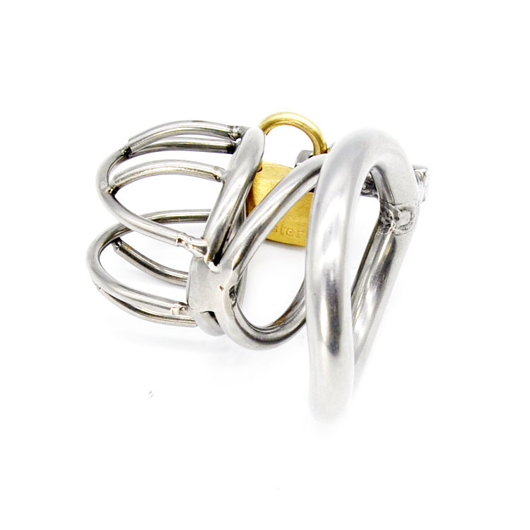 (image for) Bent Ring Stainless Steel Chastity Cage