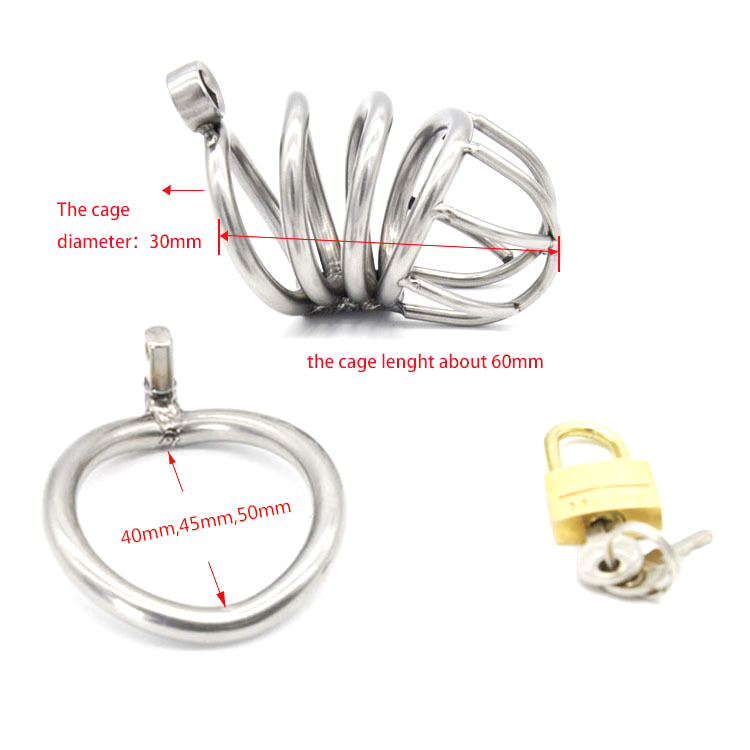 (image for) Bent Ring Stainless Steel Chastity Cage