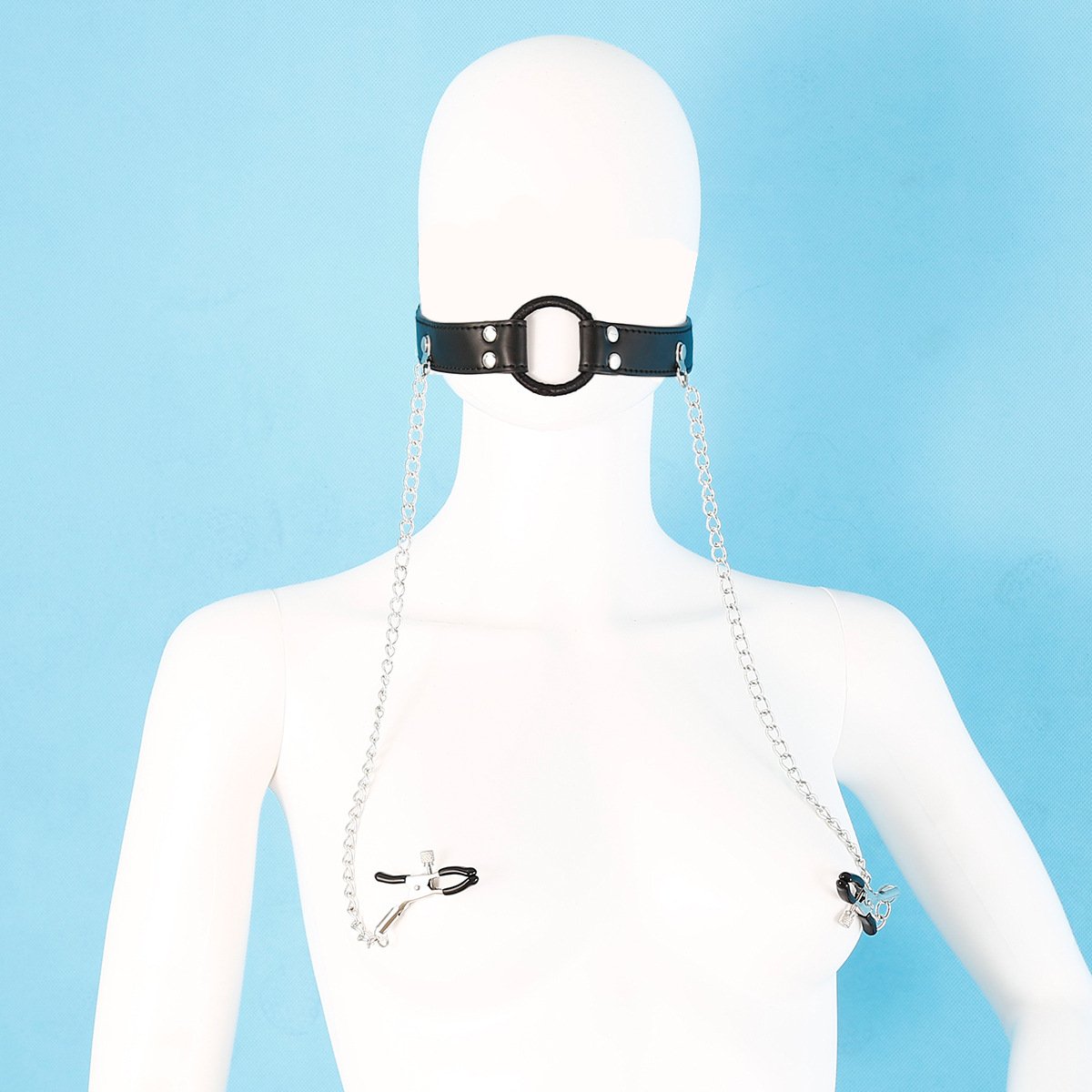 (image for) O-Ring Gag with Nipple Clamps