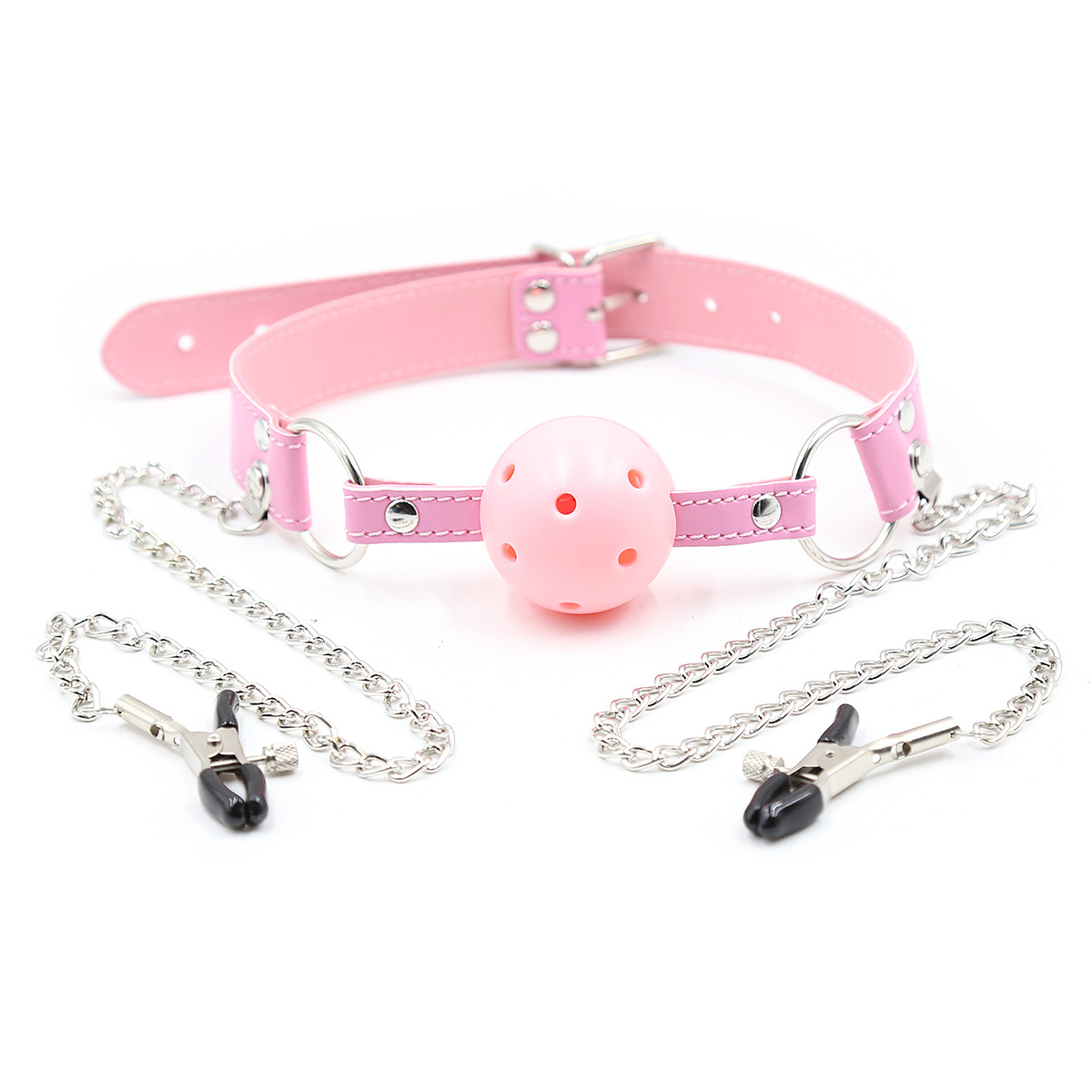 (image for) Breatheable Ball Gag with Nipple Clamps