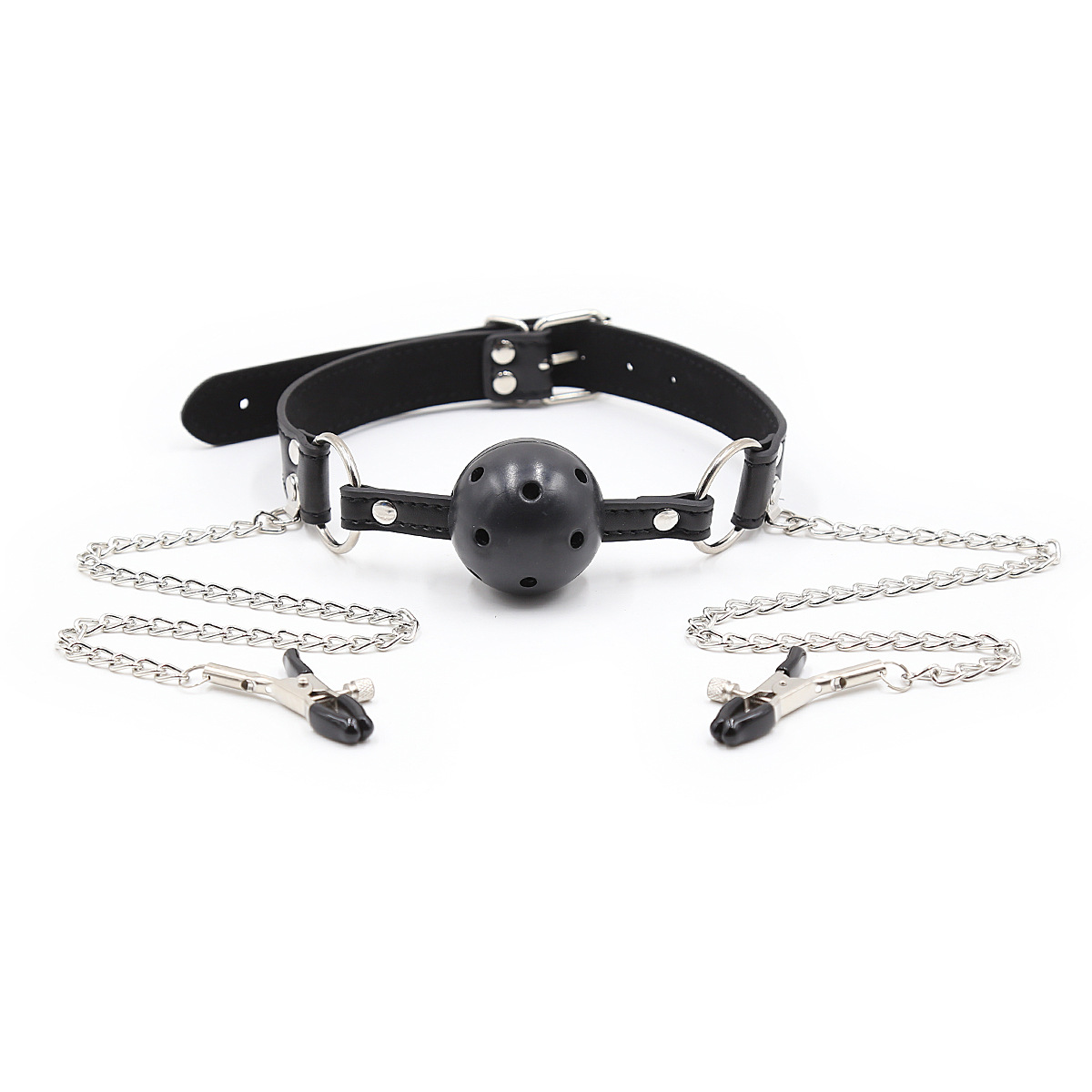 (image for) Breatheable Ball Gag with Nipple Clamps