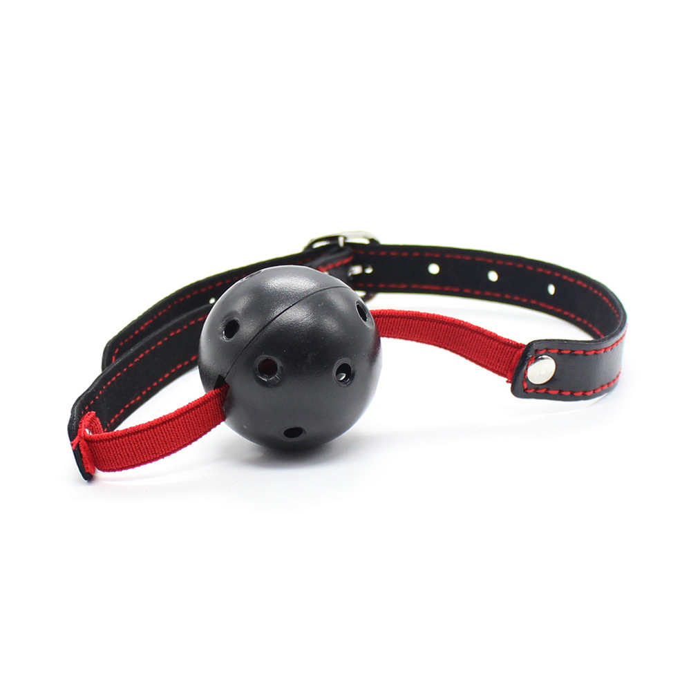 (image for) Pin Buckle Breathable O Ring Red & Balck Strap Ball Gag