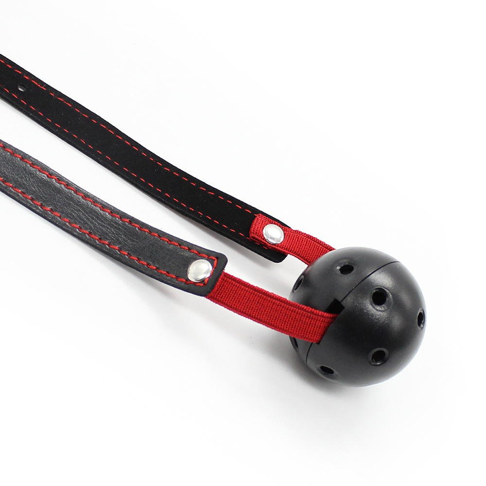 (image for) Pin Buckle Breathable O Ring Red & Balck Strap Ball Gag