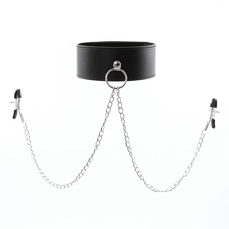 Nipple Clamp with Leather Neck Collar