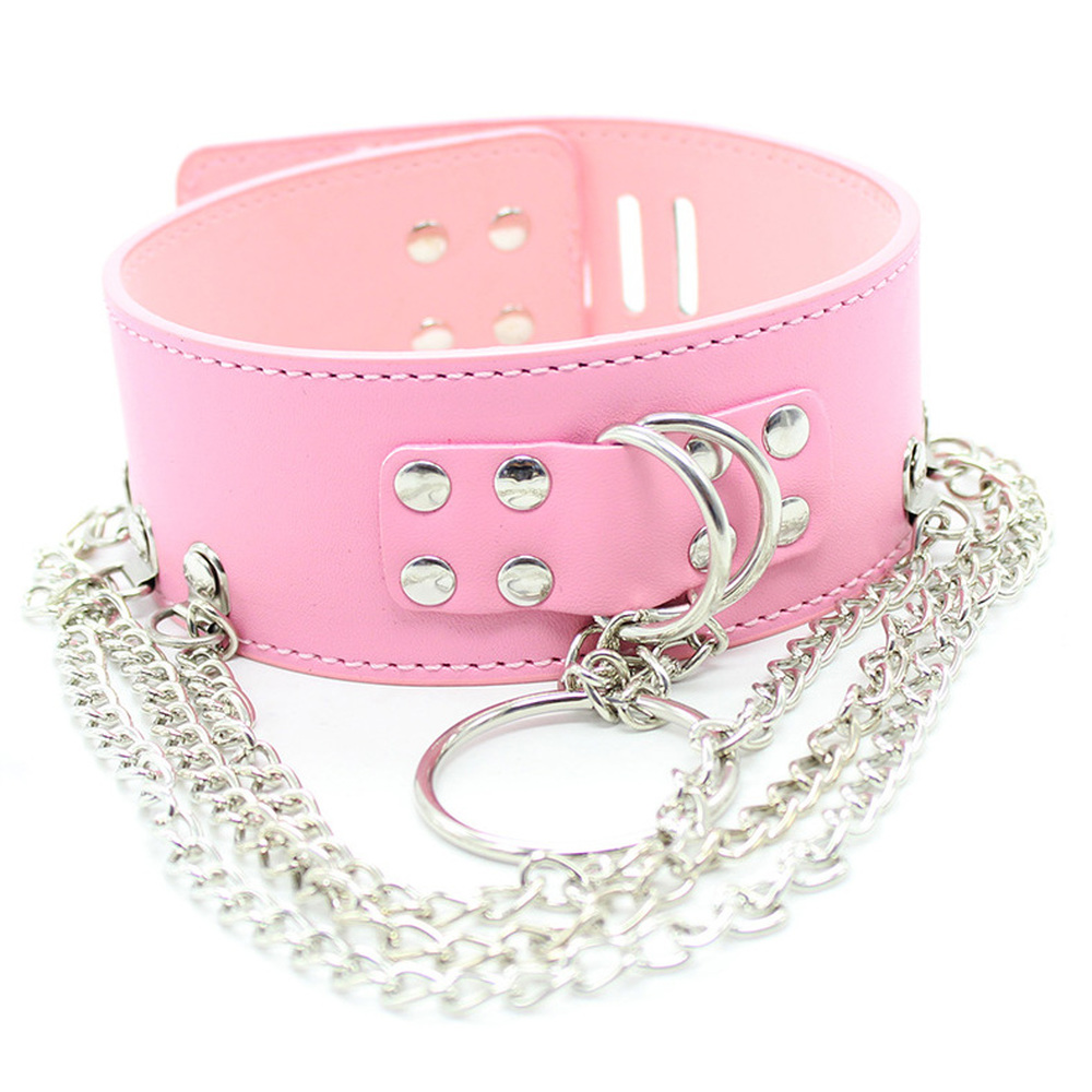 (image for) D-O-Ring Bondage Collar With Chain