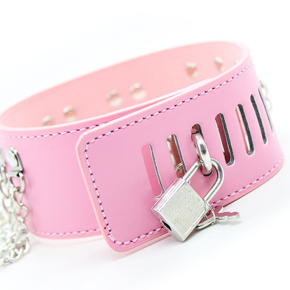 (image for) D-O-Ring Bondage Collar With Chain