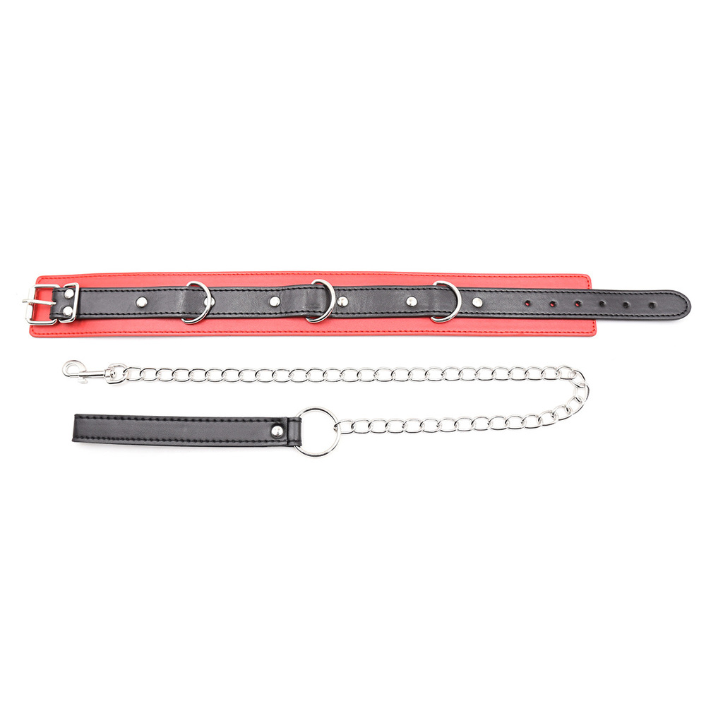 (image for) Leather Locking Red/Black Fetish Collar