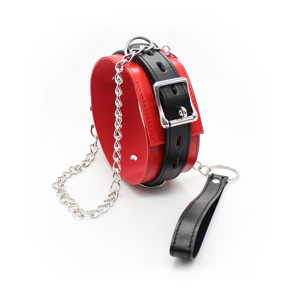 (image for) Leather Locking Red/Black Fetish Collar