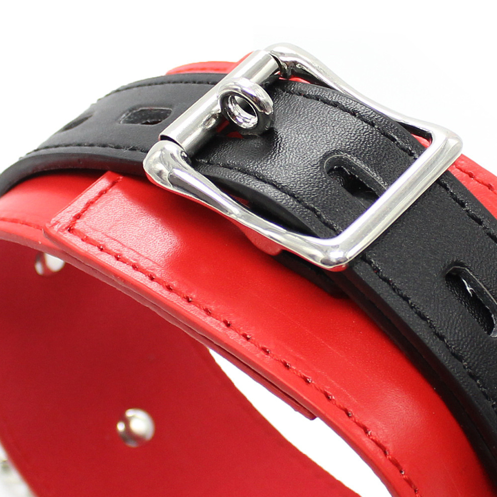 (image for) Leather Locking Red/Black Fetish Collar