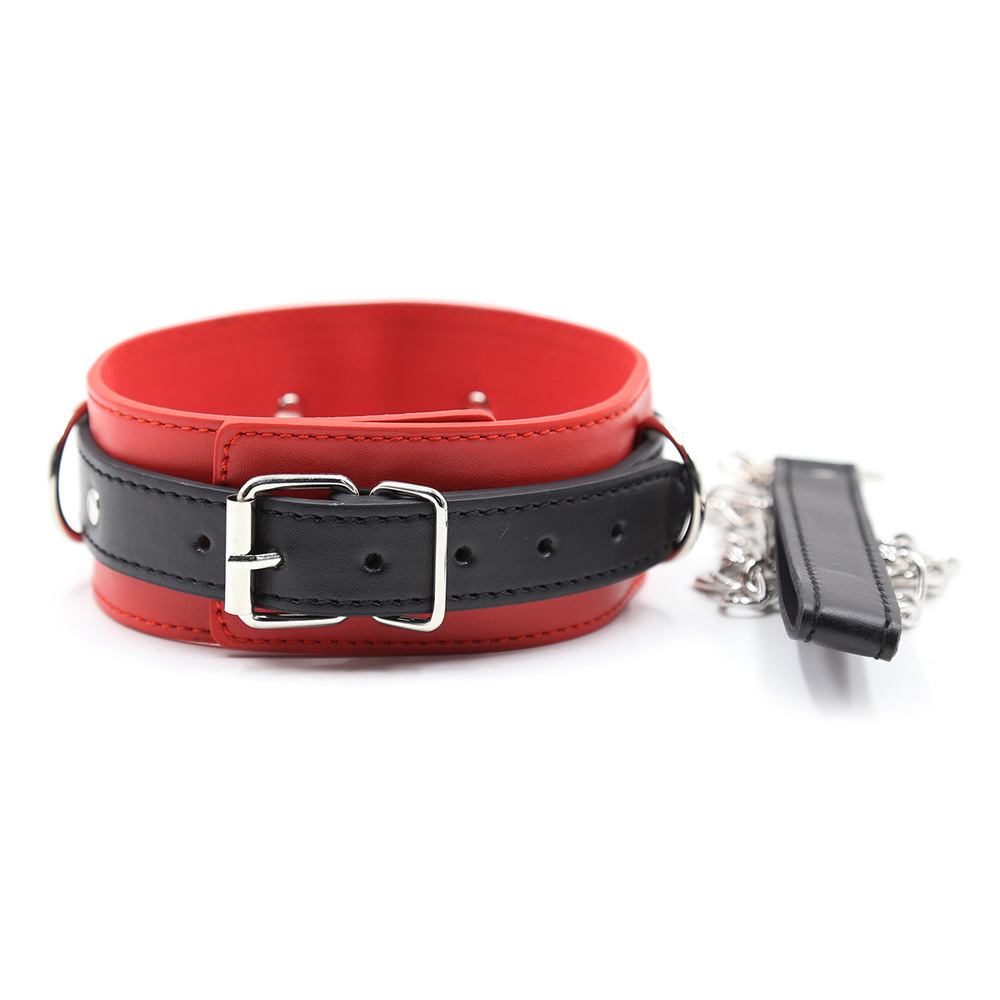 (image for) Leather Locking Red/Black Fetish Collar