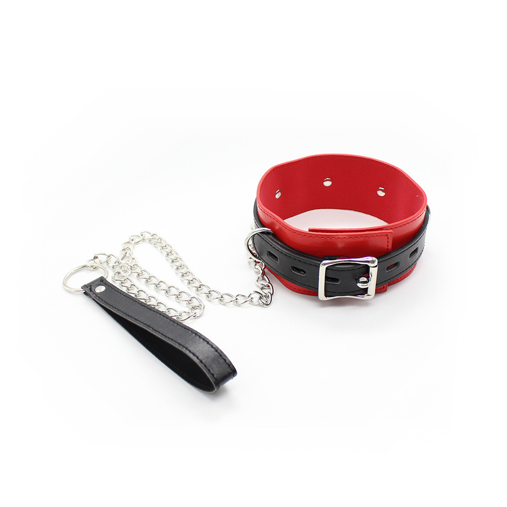 (image for) Leather Locking Red/Black Fetish Collar