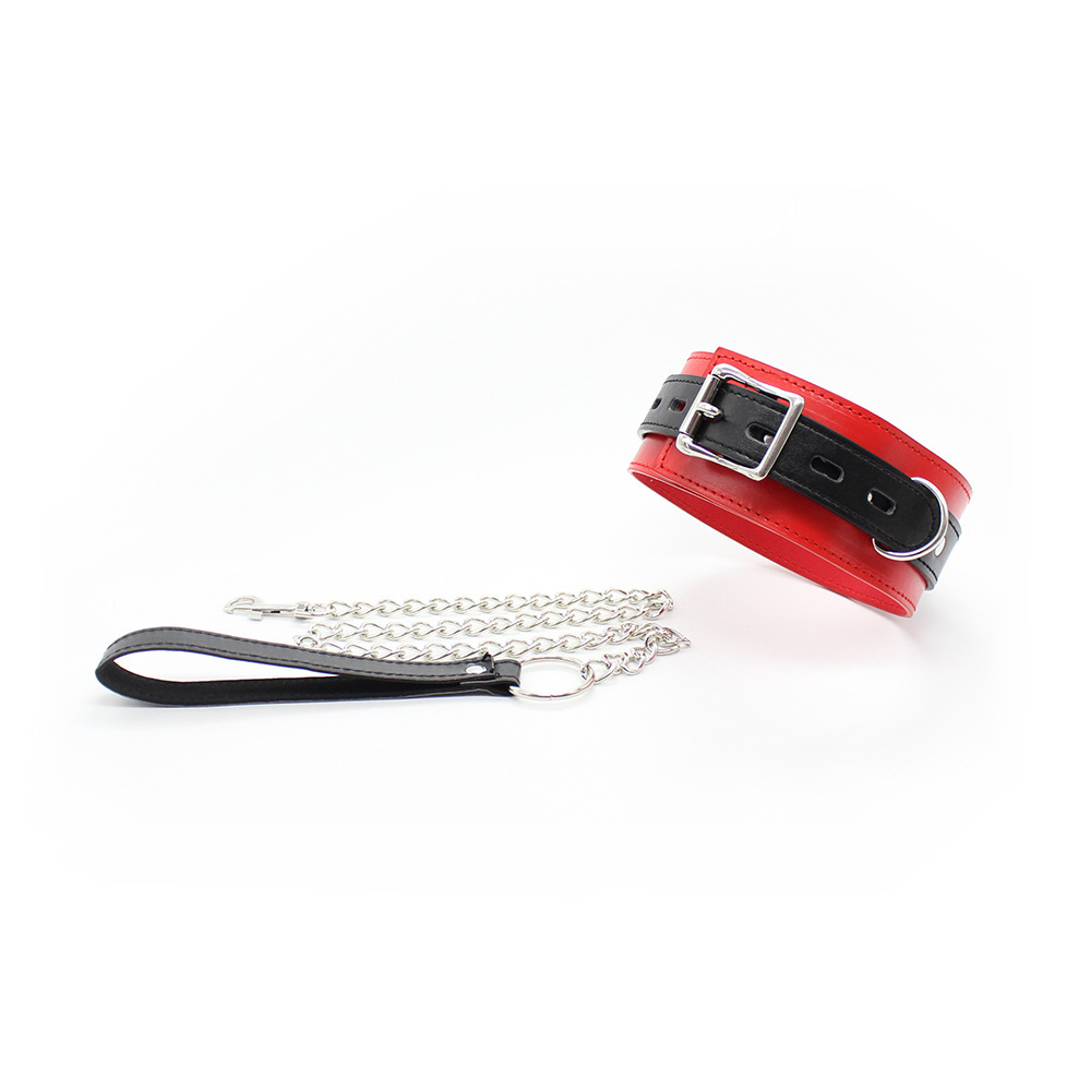 (image for) Leather Locking Red/Black Fetish Collar