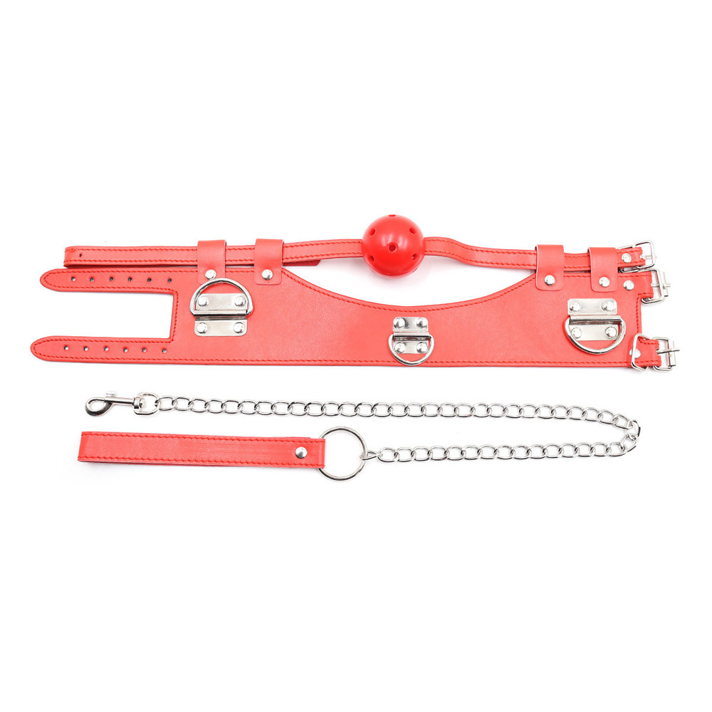 (image for) D-Ring Leather Collar With Ball Gag