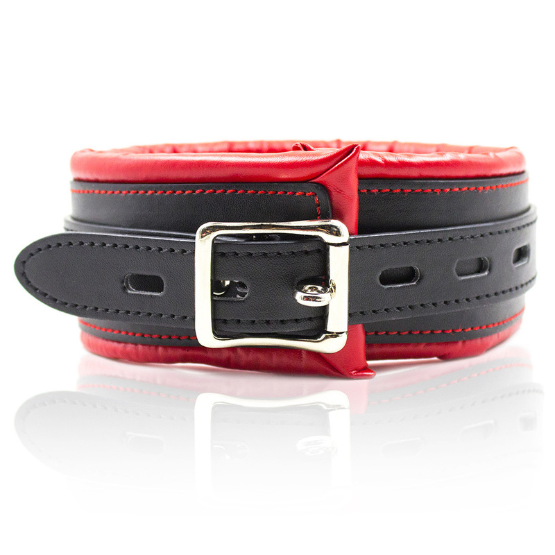 (image for) Thick Black And Red Bondage Collar