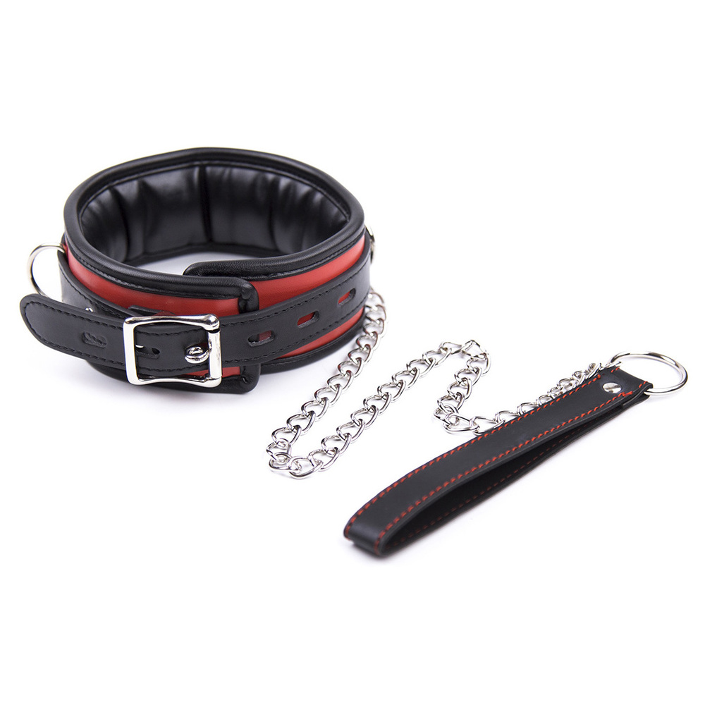 (image for) Black And Red Thick D Ring Neck Collar