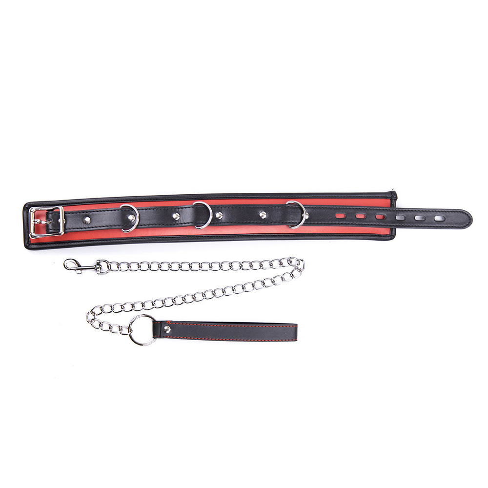 (image for) Black And Red Thick D Ring Neck Collar